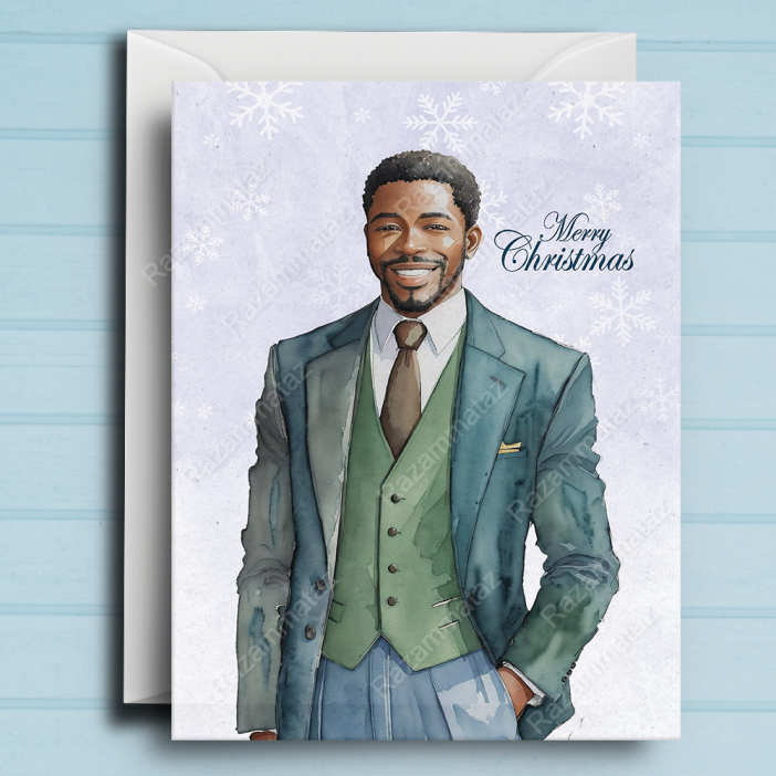 Black Man J Christmas Card
